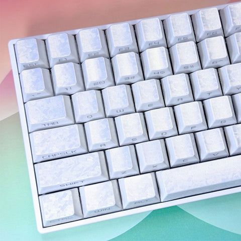Pearlescent White Carbon Texture Side-Printed Keycaps
