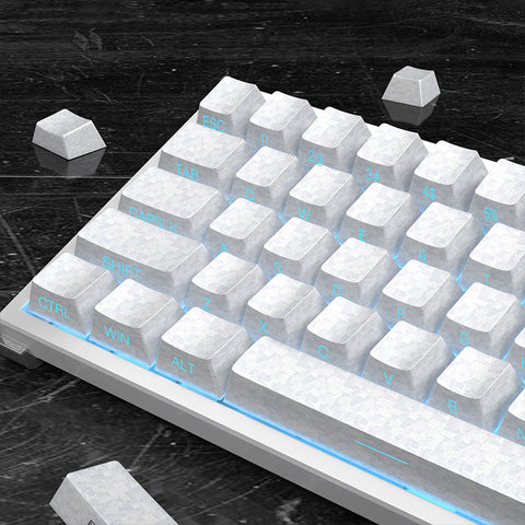 Pearlescent White Carbon Texture Side-Printed Keycaps