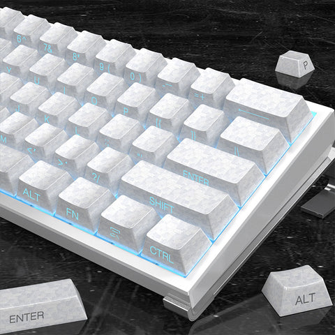 Pearlescent White Carbon Texture Side-Printed Keycaps