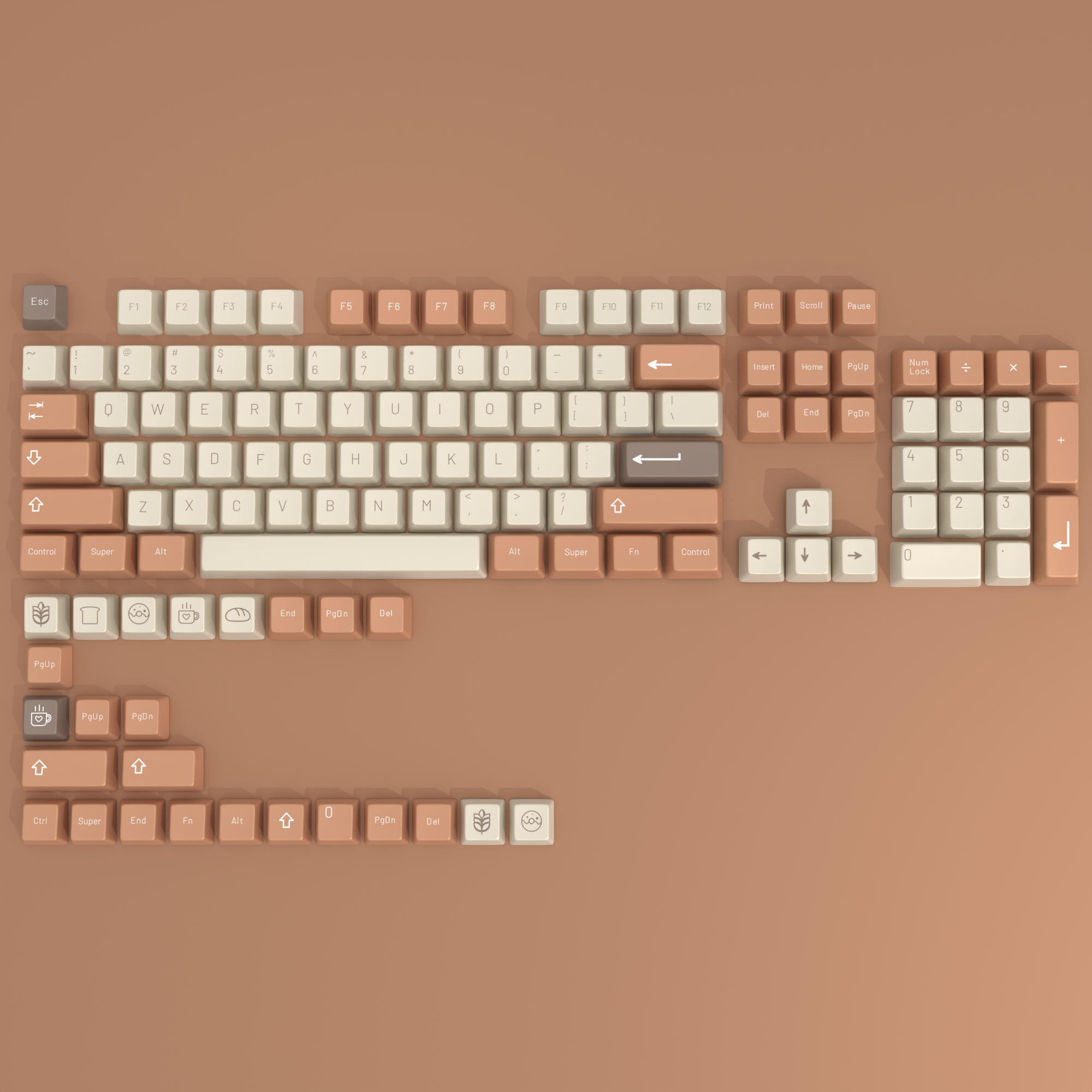 customize-keycaps-cappuccino-brown-pbt-tricolor-mechanical-keyboard-keycaps-set