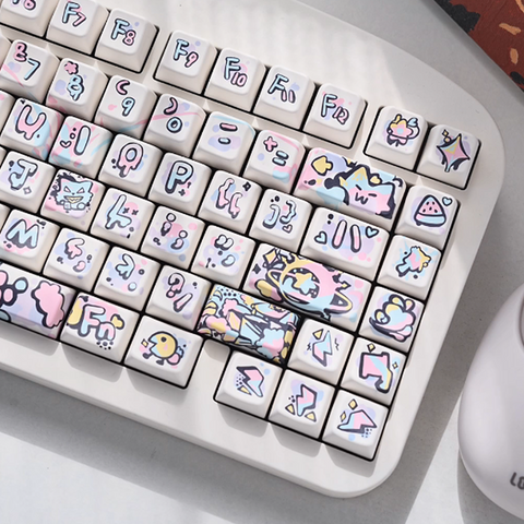 Cherry Hand-painted Graffiti Keycaps - Original PBT