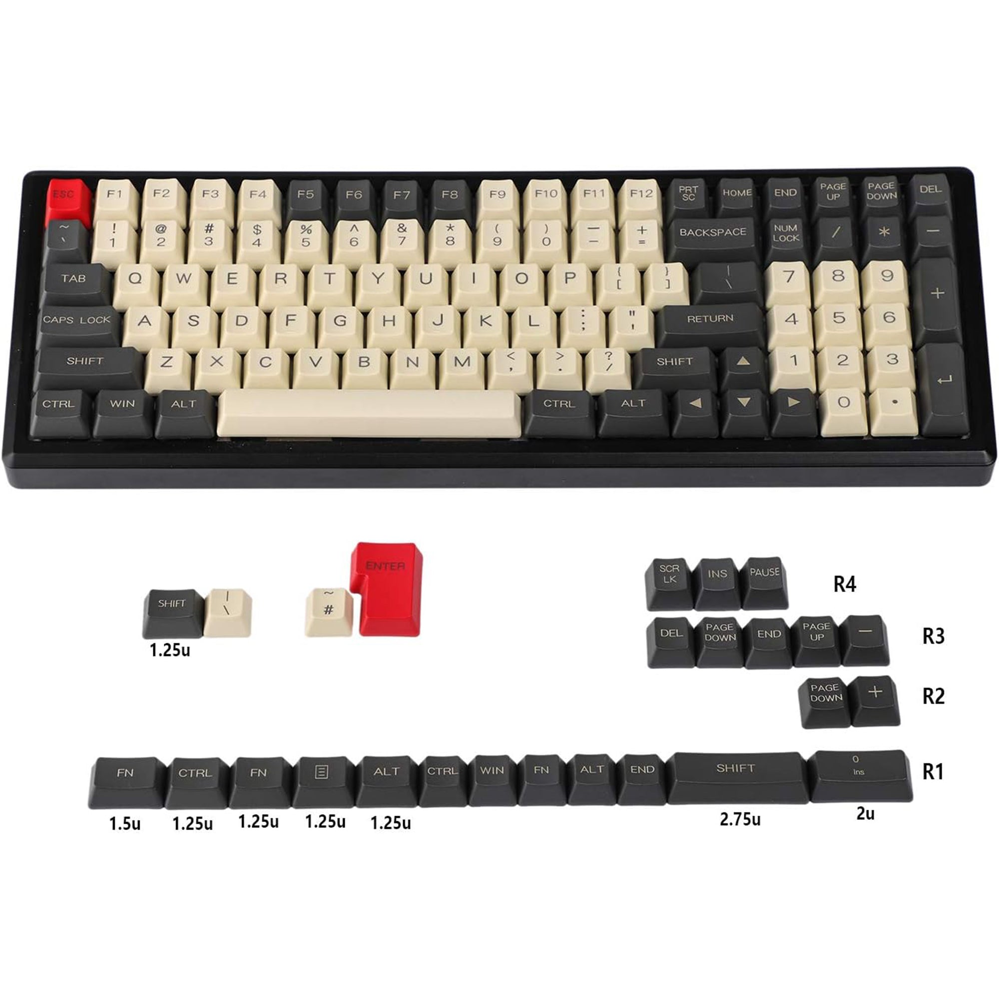 Gray-Beige-125-Keys-PBT-OEM-Profile-Keycaps-Set