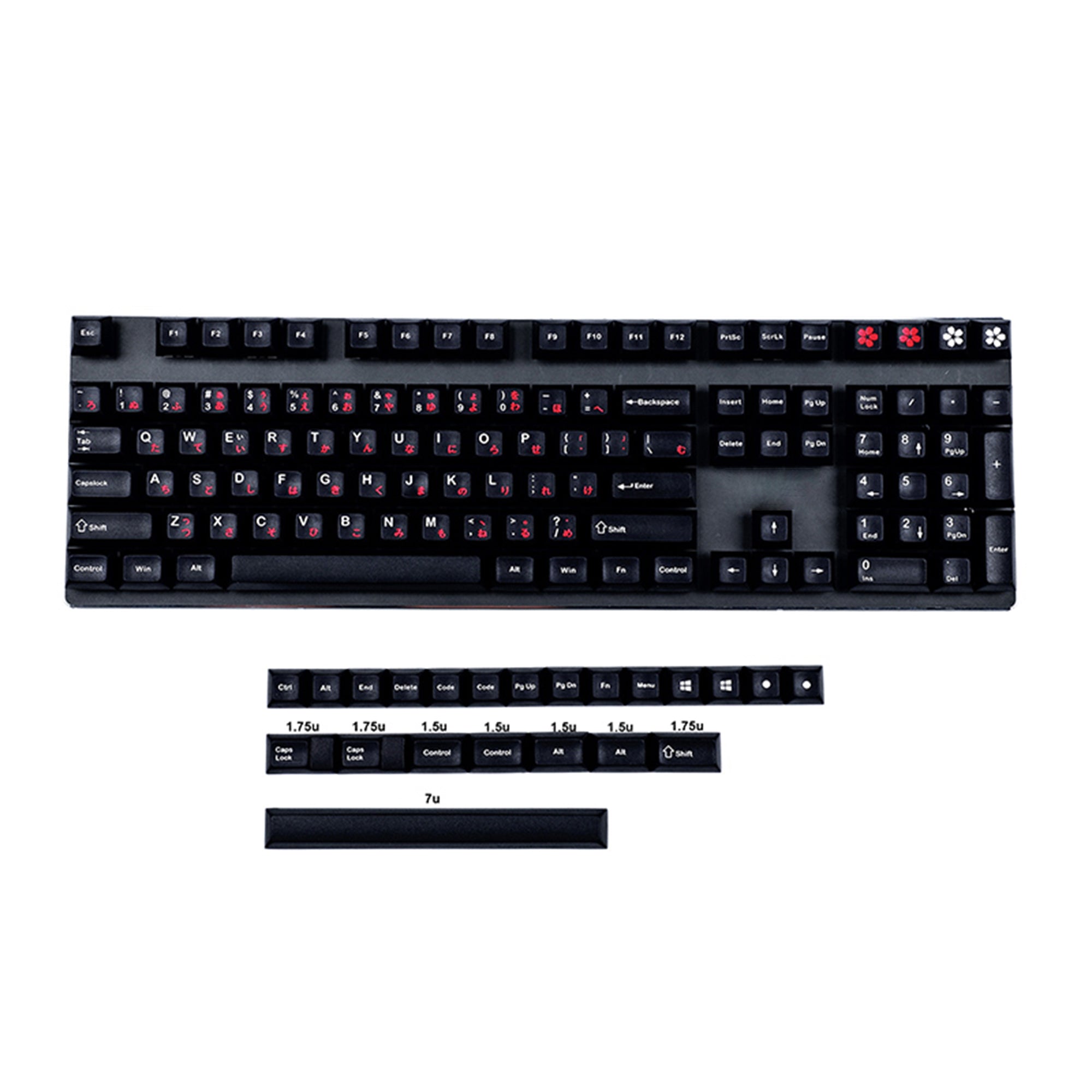 Japanese-Black-130 Keys-PBT-DSA-Profile-Keycaps-Set