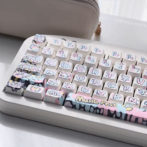 Cherry Hand-painted Graffiti Keycaps - Original PBT