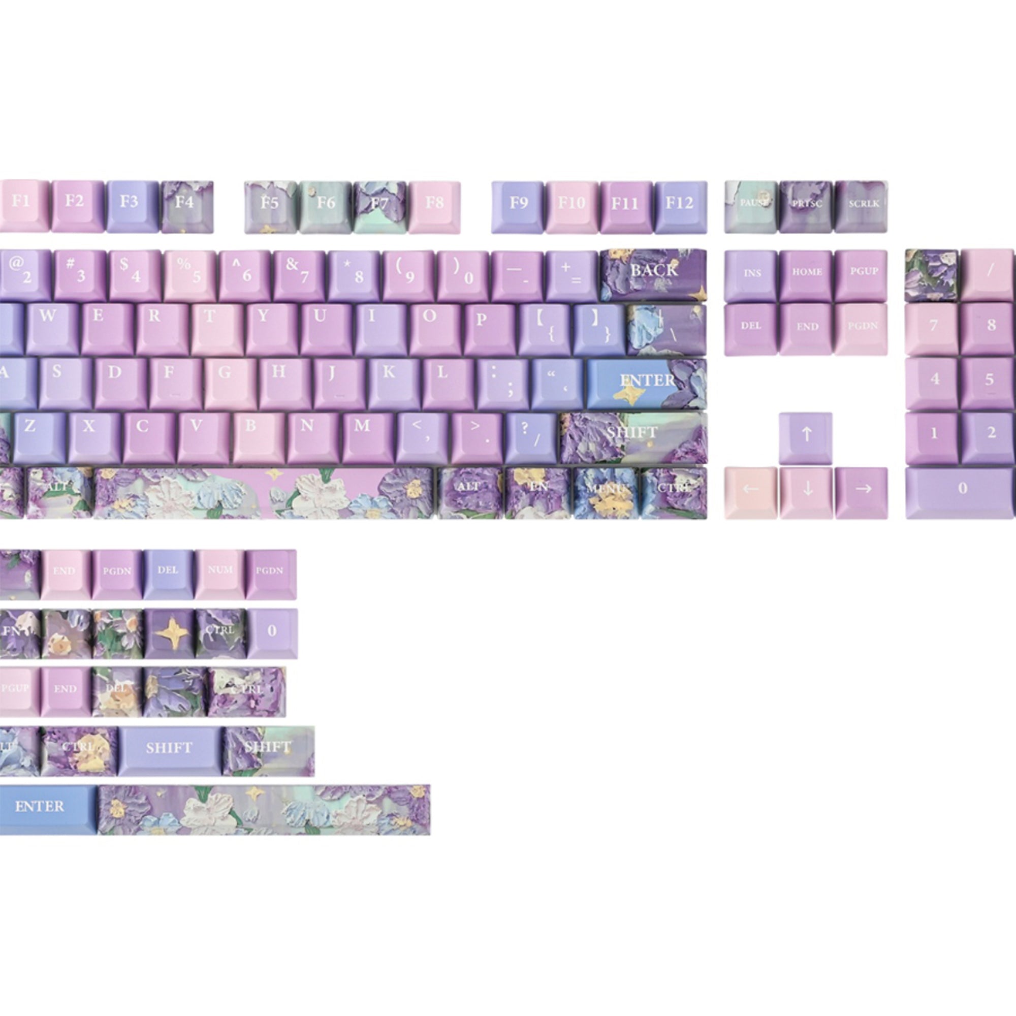 Violet-Theme-OEM-Cherry-PBT-Keycaps-Set-For-68-75-98-Mechanical-Keyboard-Keycap-133 Keys