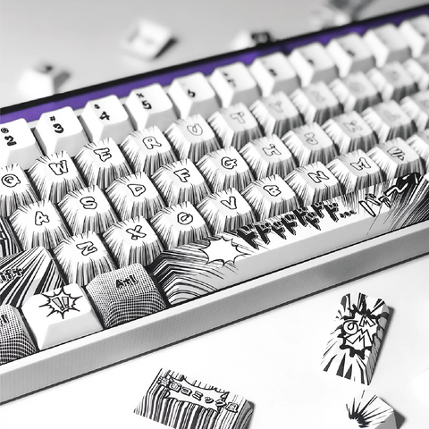 comic-white-cherry-profile-keycaps-set