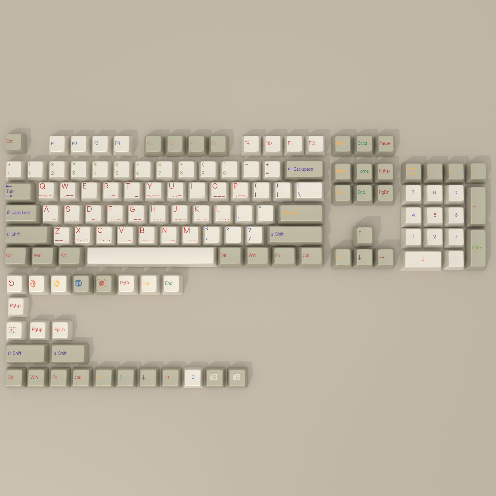 exclusive-keycaps-doodle-series-keycap-set-pbt-cherry-profile-morse-code-layout