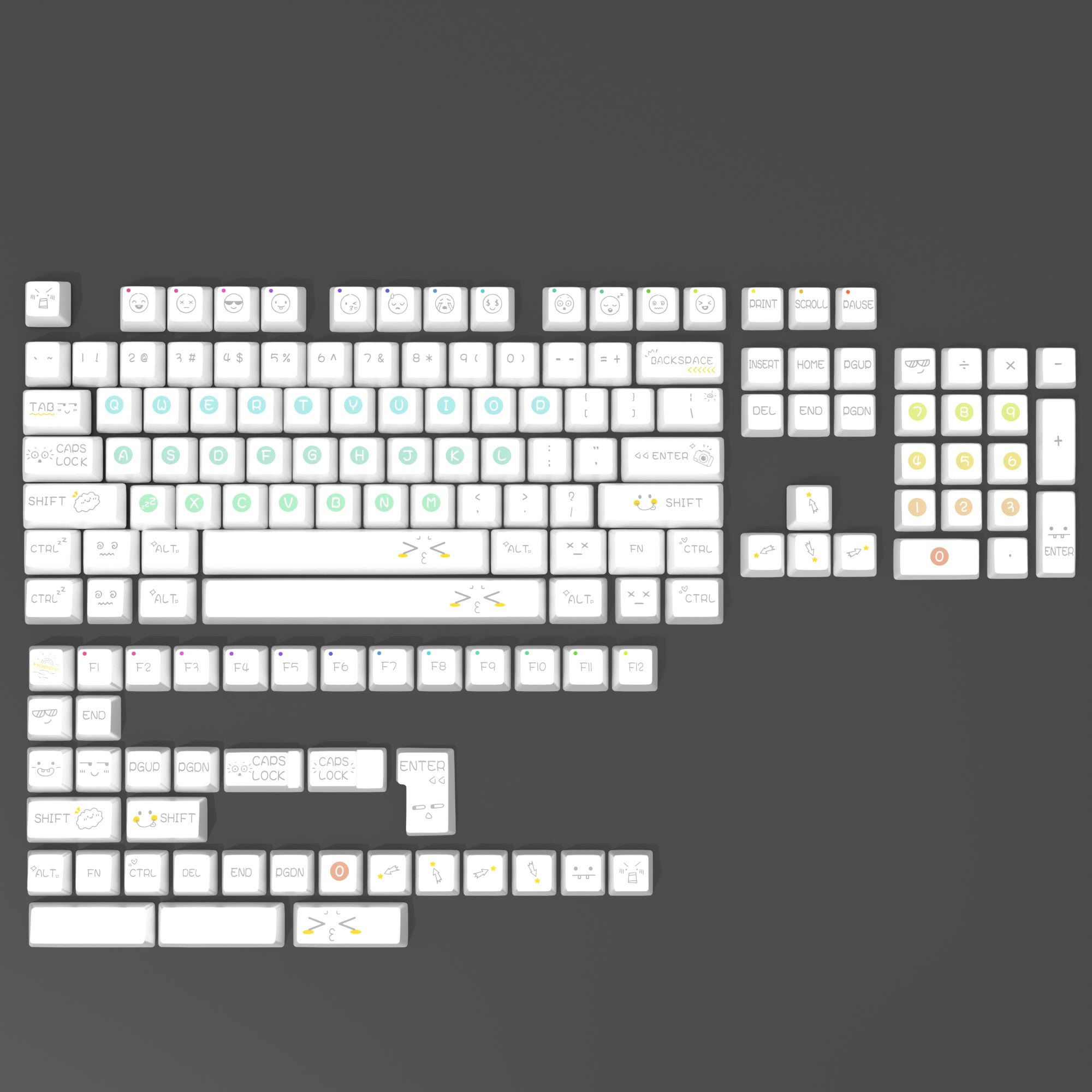 customized-keycaps-doodle-series-keycap-set-pbt-cherry-profile-emoji-layout