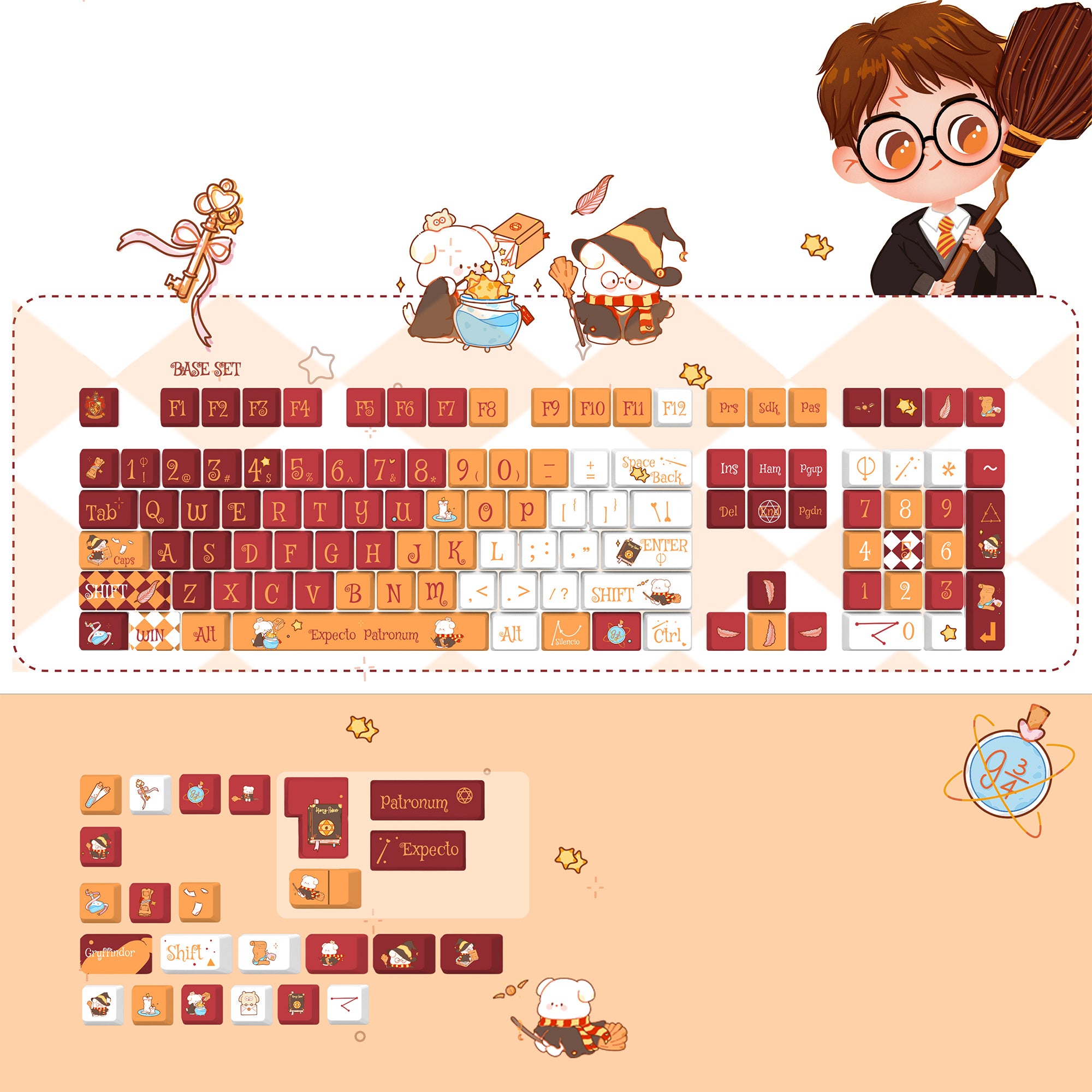 gryffindor-house-PBT-keycaps-set