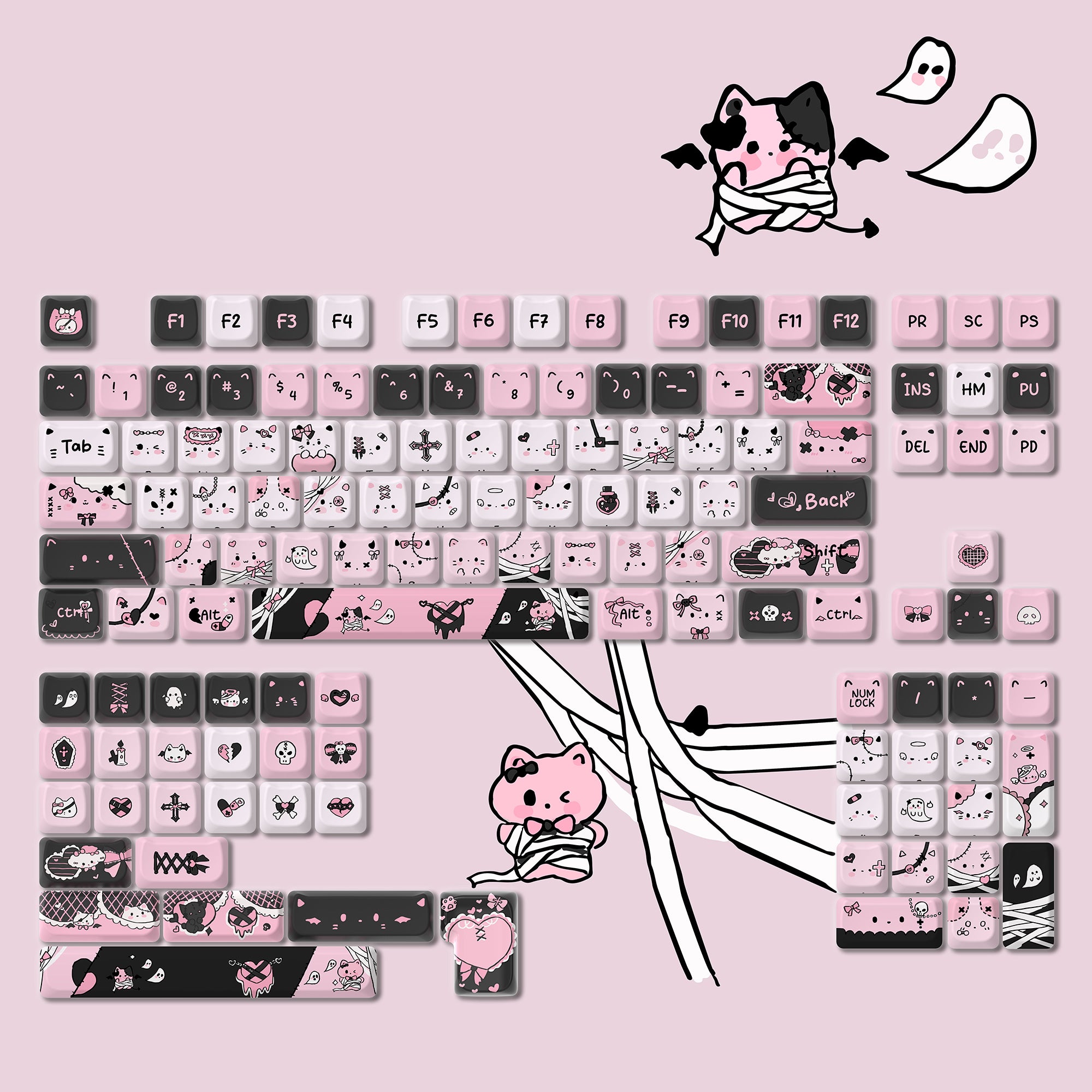 mystic-black-kitty-moa-profile-pbt-keycaps-set
