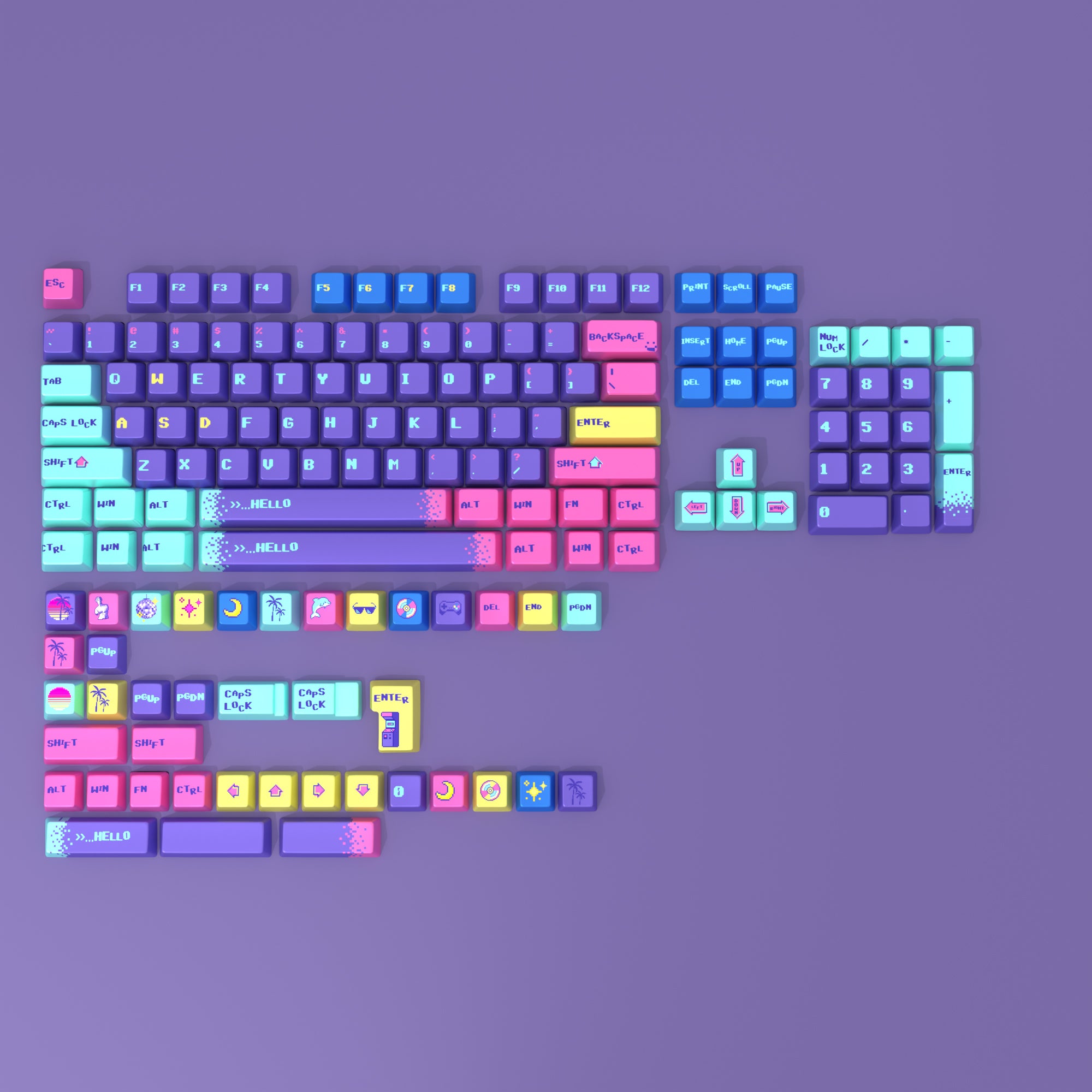 vaporwave-keycap-set-pbt-cherry-profile